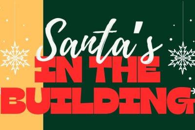 Santas in the building poster