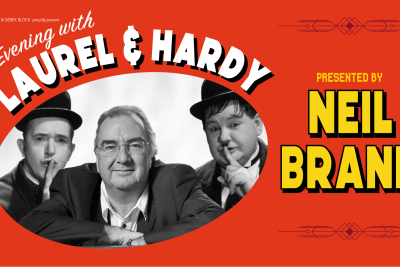 Laurel, Hardy and Neil Brand on a poster